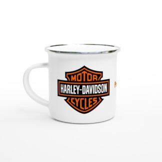 Mug en émail blanc de 354ml (12 oz) Harley à personnaliser