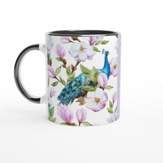 Mug en céramique blanche 325 ml (11 oz) collection la vie est belle Paon