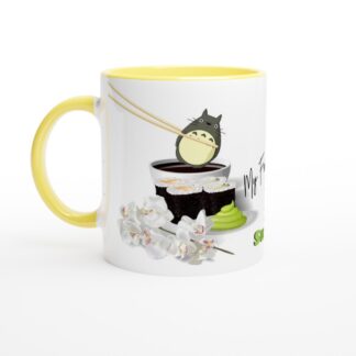 Mug en céramique blanche 325 ml (11 oz) avec intérieur coloré sushi