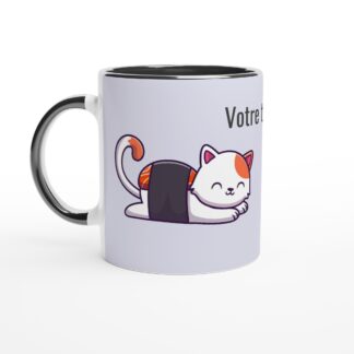 Mug 325 ml (11 oz) avec intérieur coloré sushi cat à personnaliser