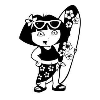 Sticker autocollant Dora surf