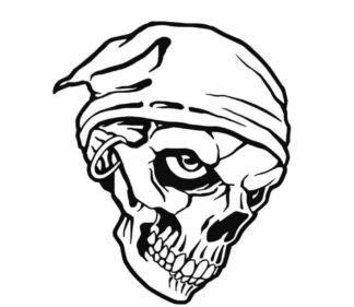 Autocollant sticker crane squelette skull tete de mort pirate