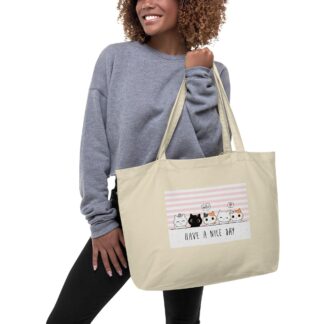 Grand tote bag bio Have a nice day cat
