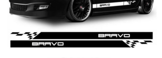 Kit 2 Stickers bande bas de caisse auto Fiat bravo sport