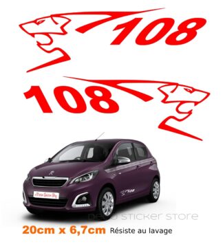 Lot de 2 stickers autocollants Peugeot 108
