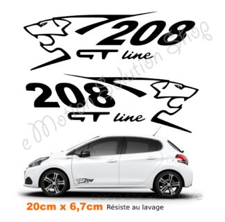 Lot de 2 stickers autocollants Peugeot 208 gt line
