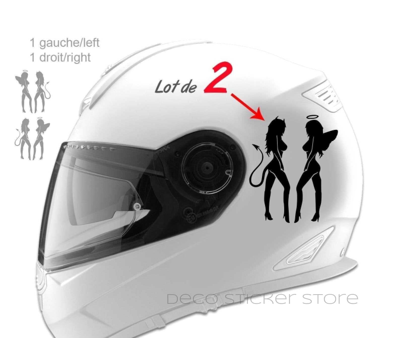 Lot de 2 stickers autocollants casque moto filles démoniaques- - Déco  Sticker Store-14.90€