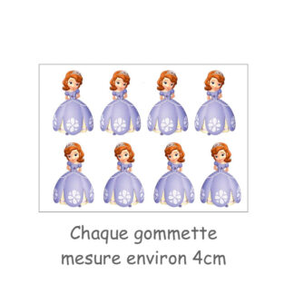 Lot de 8 gommettes adhésives princesse Sofia