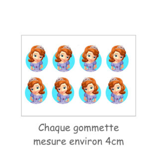Lot de 8 gommettes adhésives princesse Sofia médaillon