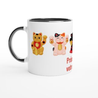 Mug  325 ml (11 oz) avec intérieur coloré Maneki neko à personnaliser