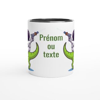 Mug 325 ml (11 oz) avec intérieur coloré dinosaure et astronaute à personnaliser