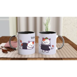 Mug 325 ml (11 oz) avec intérieur coloré sushi cat à personnaliser