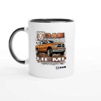 Mug en céramique blanche 11oz avec intérieur coloré Dodge Ram