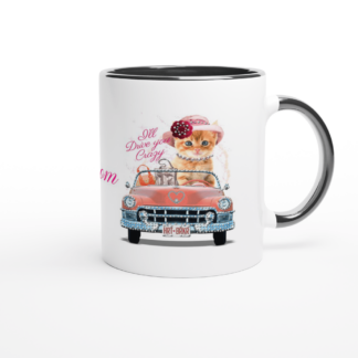 Mug en céramique blanche 11oz avec intérieur coloré chaton à personnaliser