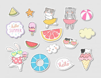 Planche de gommettes adhésives chats de plage