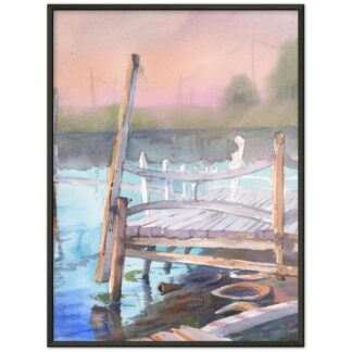 Poster encadré en métal papier mat paysage aquarelle