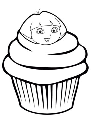 Sticker autocollant Dora cup cake