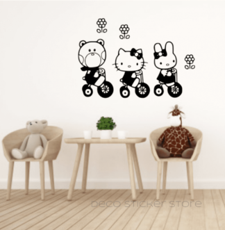 Sticker autocollant Hello Kitty vélo taille et couleur au choix