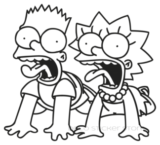 Sticker autocollant Lisa et Bart Simpson