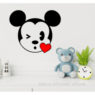 Sticker autocollant Mickey  bisous coeur couleur et taille au choix