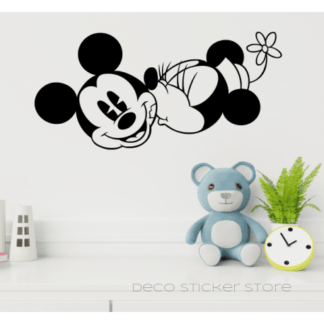 Sticker autocollant Mickey et Minnie bisous 2 couleur et taille au choix