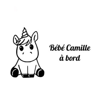 Sticker autocollant bébé à bord licorne