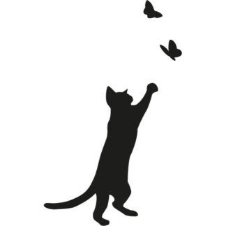 Sticker autocollant chat et papillons