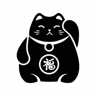 Sticker autocollant chat maneki neko porte bonheur