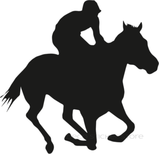 Sticker autocollant cheval galop et cavalier
