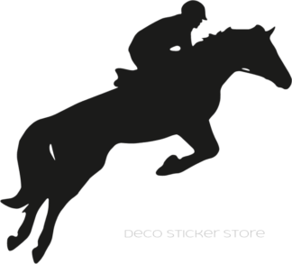 Sticker autocollant cheval saut avec cavalier