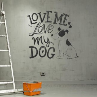 Sticker autocollant chien love me love my dog