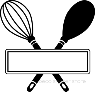 Sticker autocollant cuillère et fouet de cuisine à personnaliser