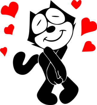 Sticker autocollant félix le chat love