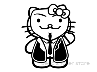 Sticker autocollant hello Kitty anonymous