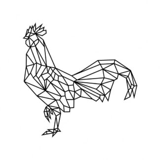 Sticker autocollant origami coq