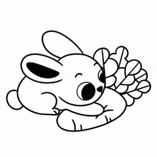 Sticker autocollant petit lapin carotte