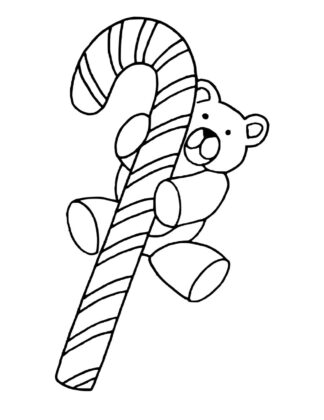 Sticker autocollant sucre d’orge Noël et ourson