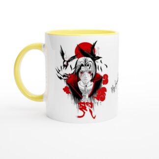 Mug en céramique blanche 325 ml (11 oz) avec intérieur coloré Itachi Uchiwa Naruto