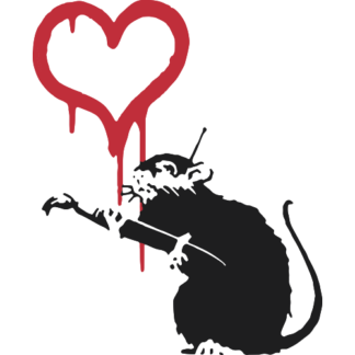 Sticker Autocollant   Rat Pinceau Coeur street art L87314