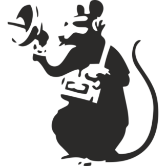 Sticker Autocollant     Rat qui Écoute la Radio street art L87318