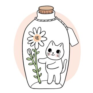 Sticker Autocollant chat fleur imprimé AQ87300