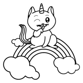 Sticker Autocollant chat licorne  animaux  ANX21026