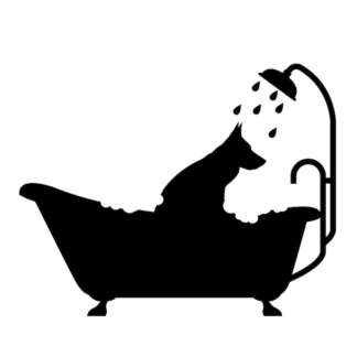 Sticker Autocollant chien baignoire douche  SDB15573