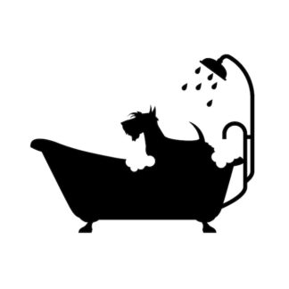 Sticker Autocollant chien baignoire douche  SDB15578