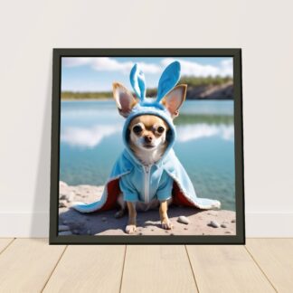 Poster premium en papier mat encadré en métal chihuahua lapin
