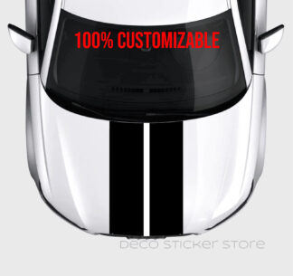 Sticker autocollant bande double  capot de voiture