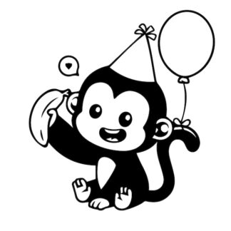 Sticker Autocollant singe ballon animaux  VK66