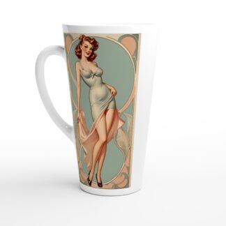 Mug à café Latte en céramique blanche 483 ml (17 oz) collection pin up art déco