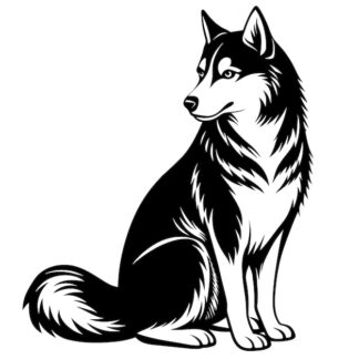 Sticker Autocollant chien husky animaux  JL32