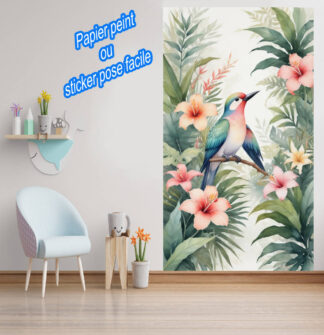 Papier peint ou sticker autocollant oiseau tropical PPOT1